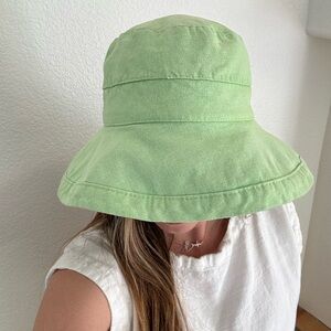 Lime green cotton bucket hat by Scala. Perfect spring Resort Wear Boho Garden